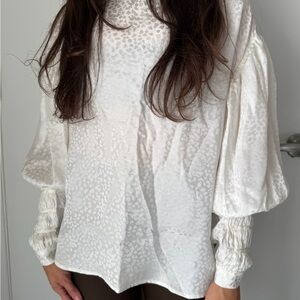 TWP Chic White Patterned Blouse for Women
